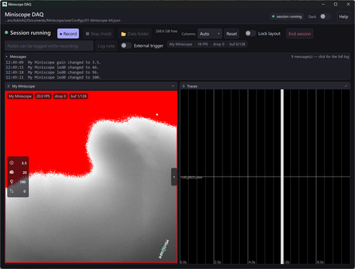 Gain 3.5, LED 100. Red pixels are saturated.
